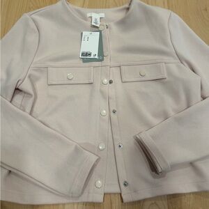 H&M Soft Collarless Snap-Front Jacket